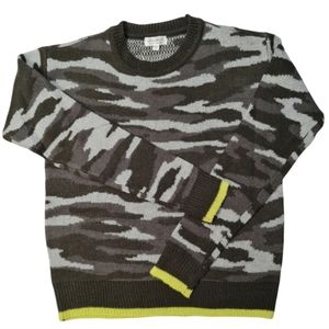 Ultra Flirt Green Camouflage Camo Crew Neck Longsleeves Sweater Size S